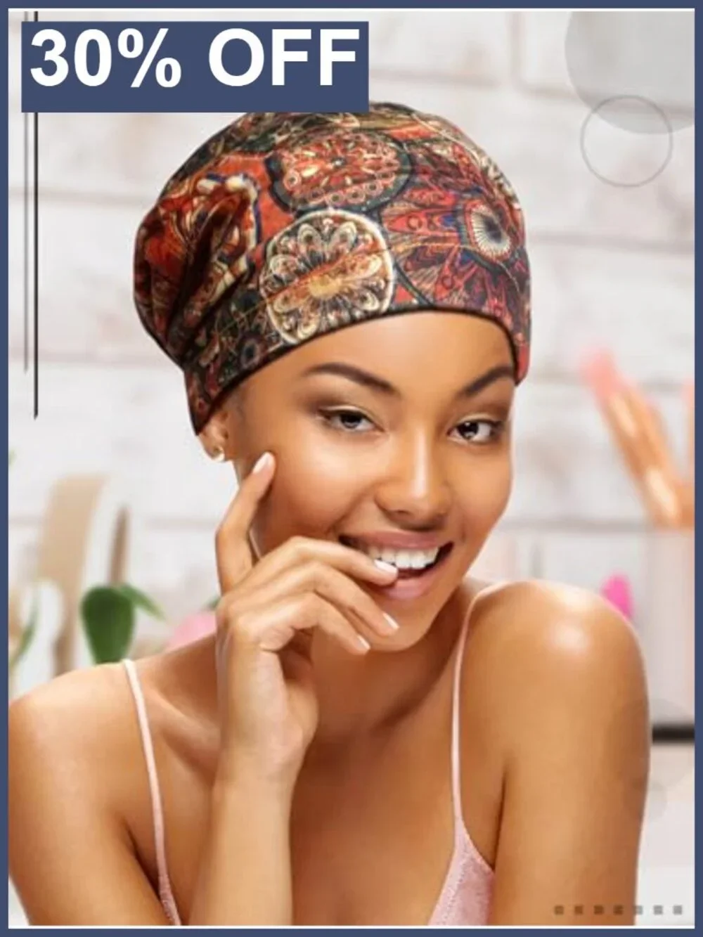 Satin Lined Sleep Bonnets for Women Men Chemo Cap Stretch Beanie 6 Pack